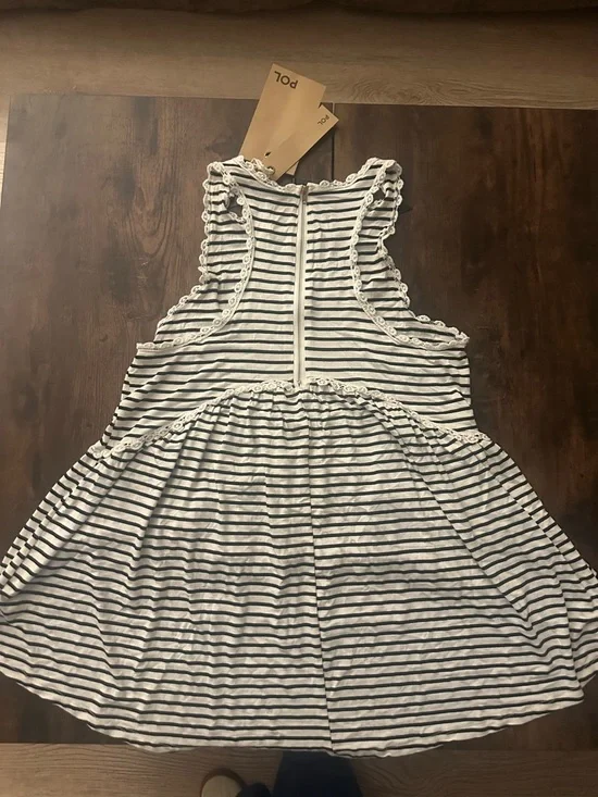 POL Striped White and Black Lace-Trim Sundress for Kids - Picture 3 of 3
